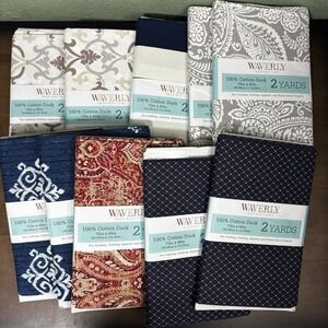 Lot  10 Waverly Duck Cotton Precut Fabric 2 Yards Each Home Decor Sewing Crafts